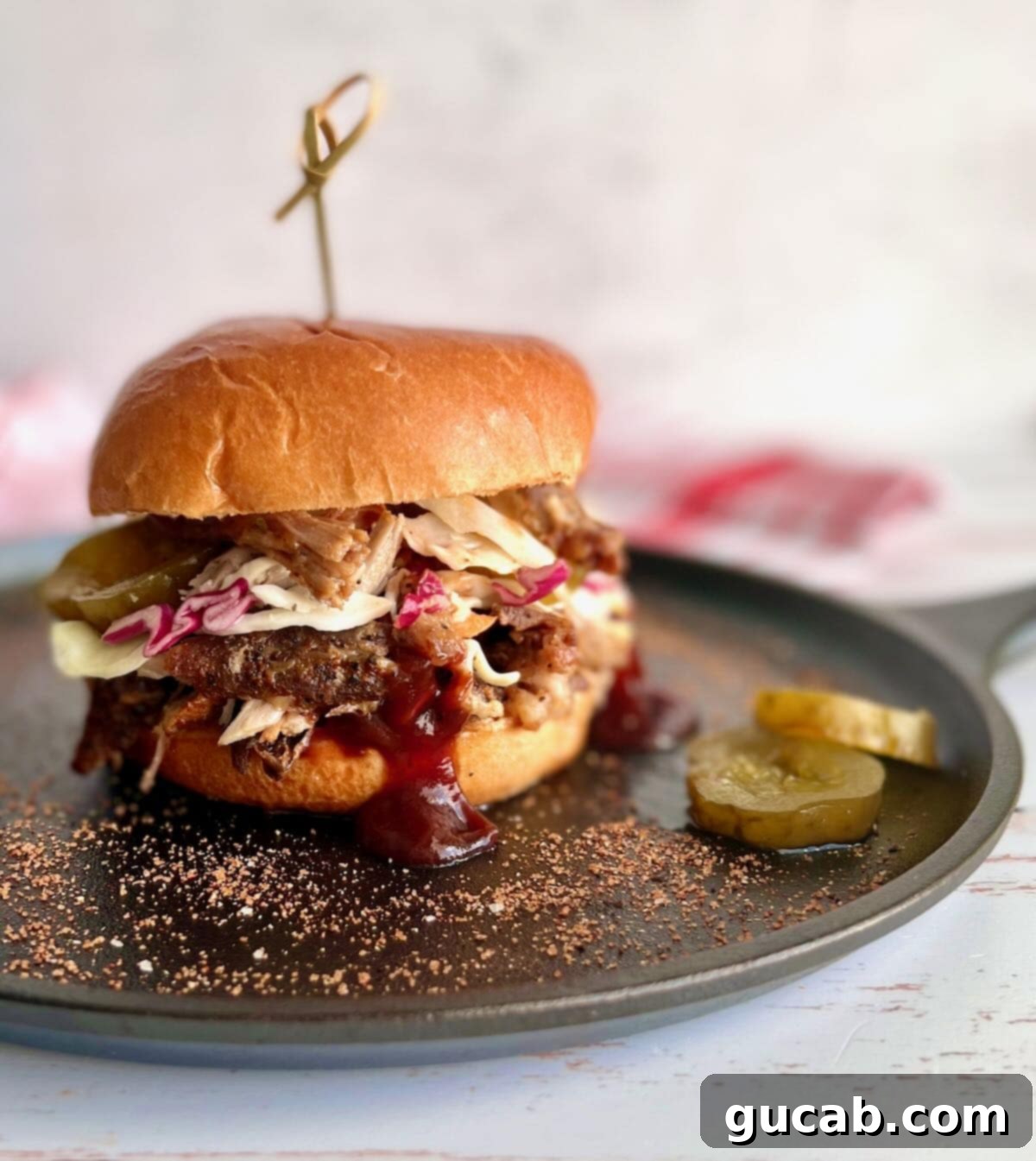 pulled pork sandwich with bbq sauce. 