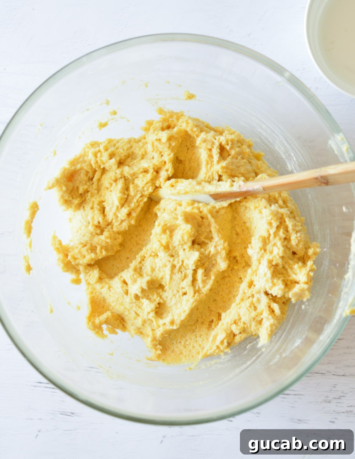 a bowl of cornbread batter. 