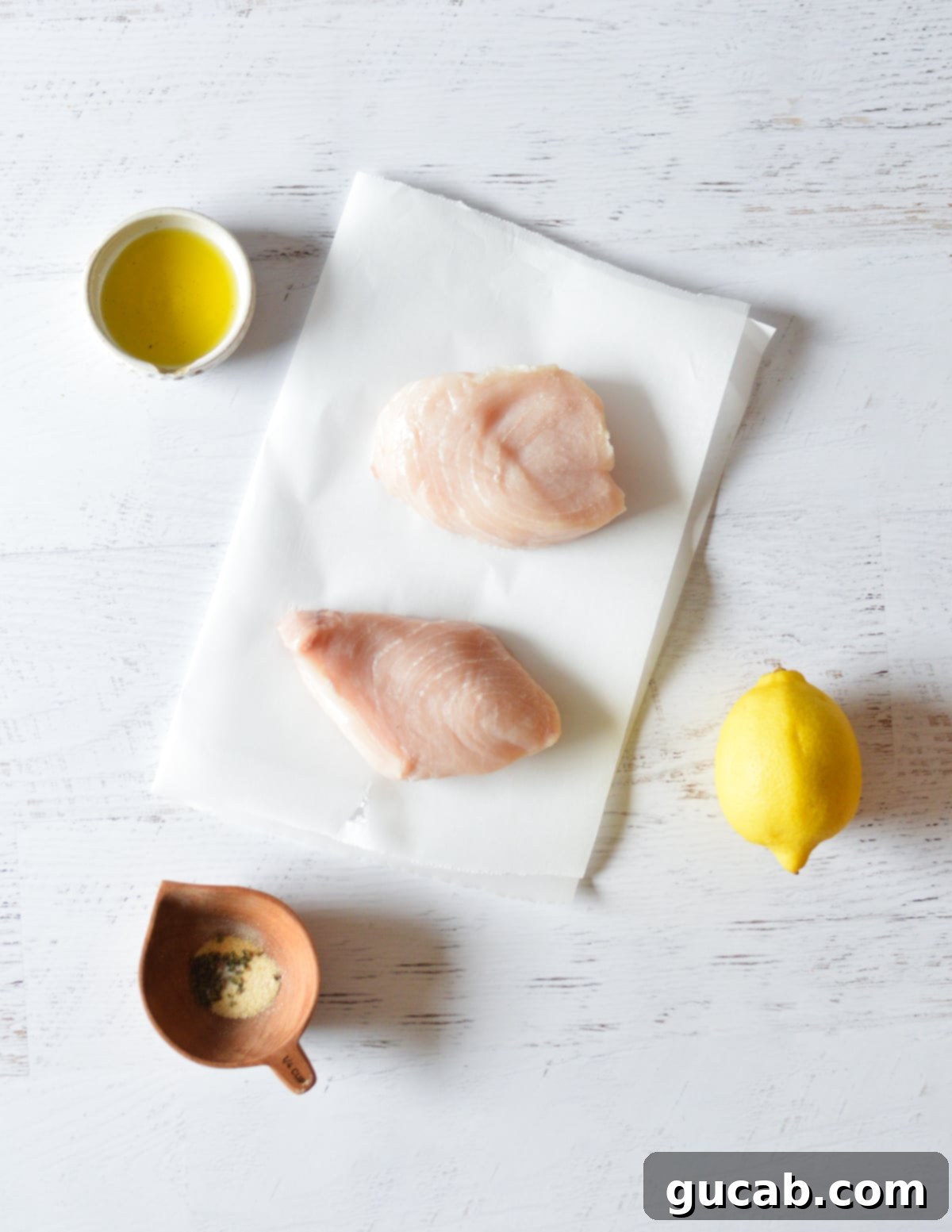 swordfish cuts, olive oil, lemon, seasoning. 