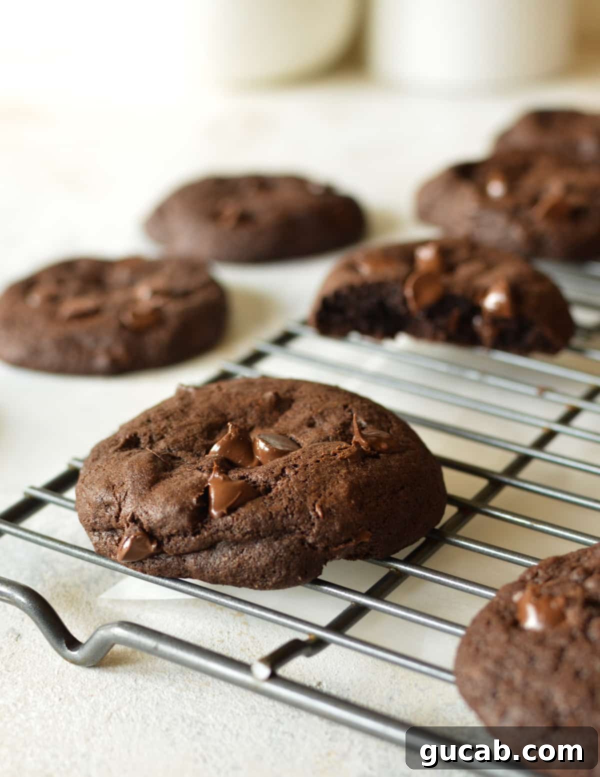 21 Heavenly Gluten-Free Cookies 6 chocolate cookie on a wire rack.