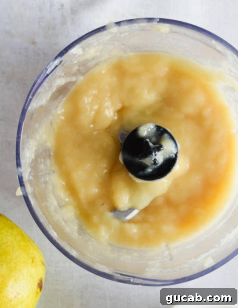 pear sauce in food processor.