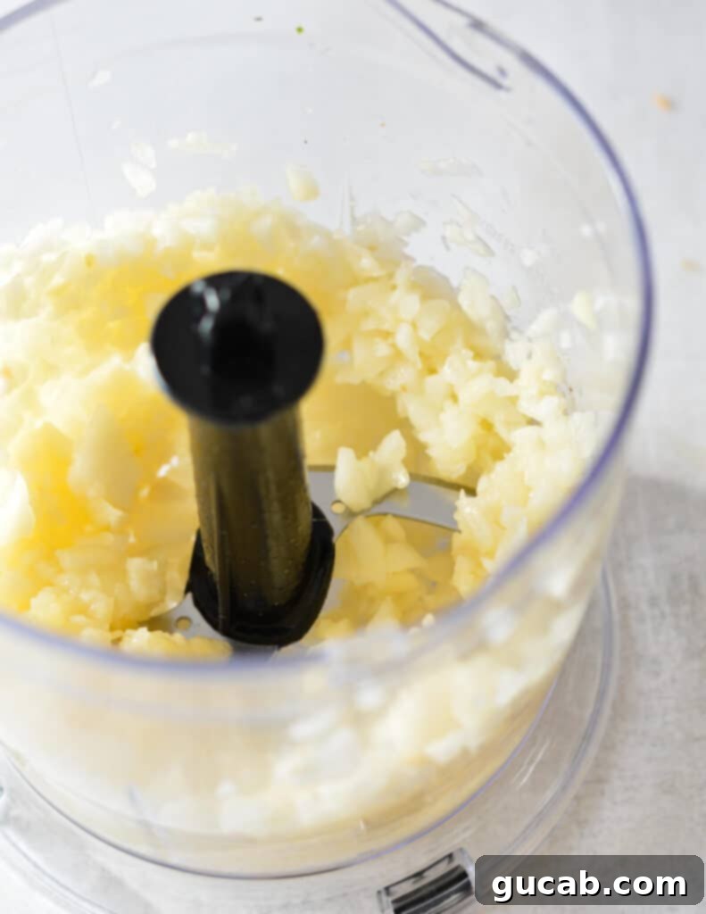 pear pulsed into tiny pieces in food processor.
