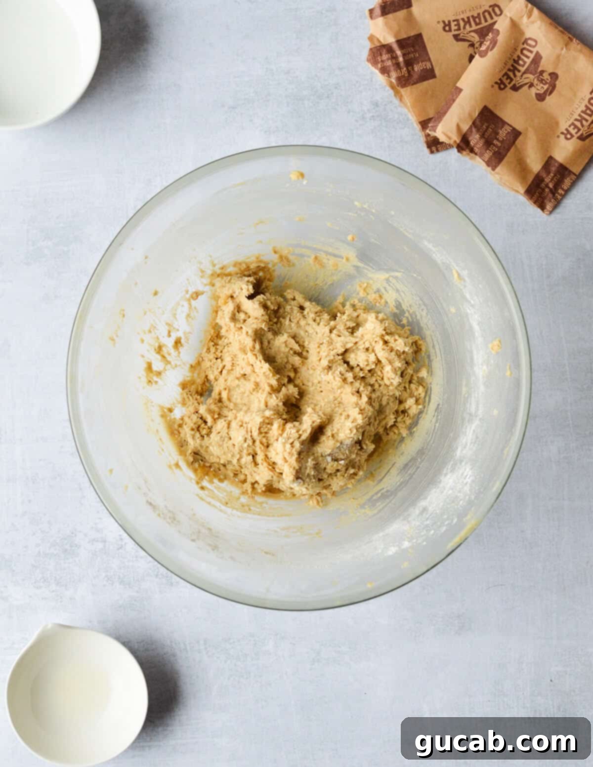 Speedy Oatmeal Delights 9 oatmeal cookie dough in a bowl.