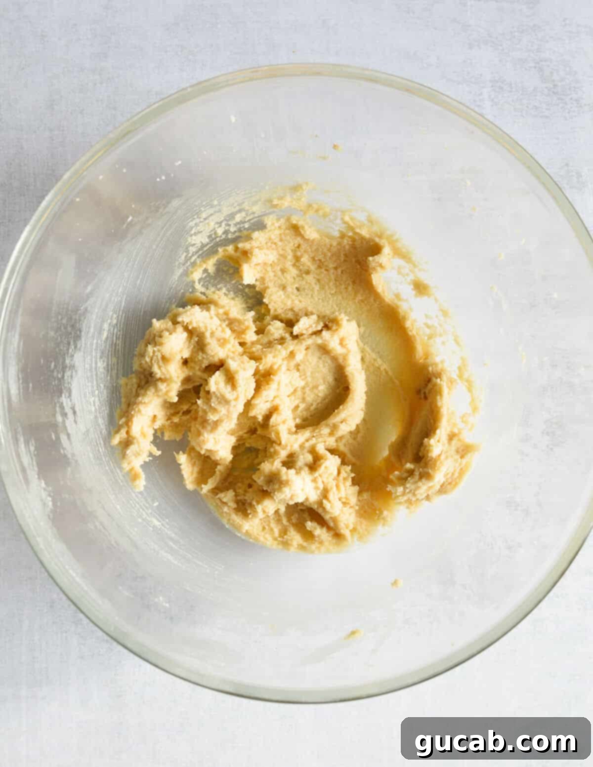 a bowl of creamed butter and sugar. 
