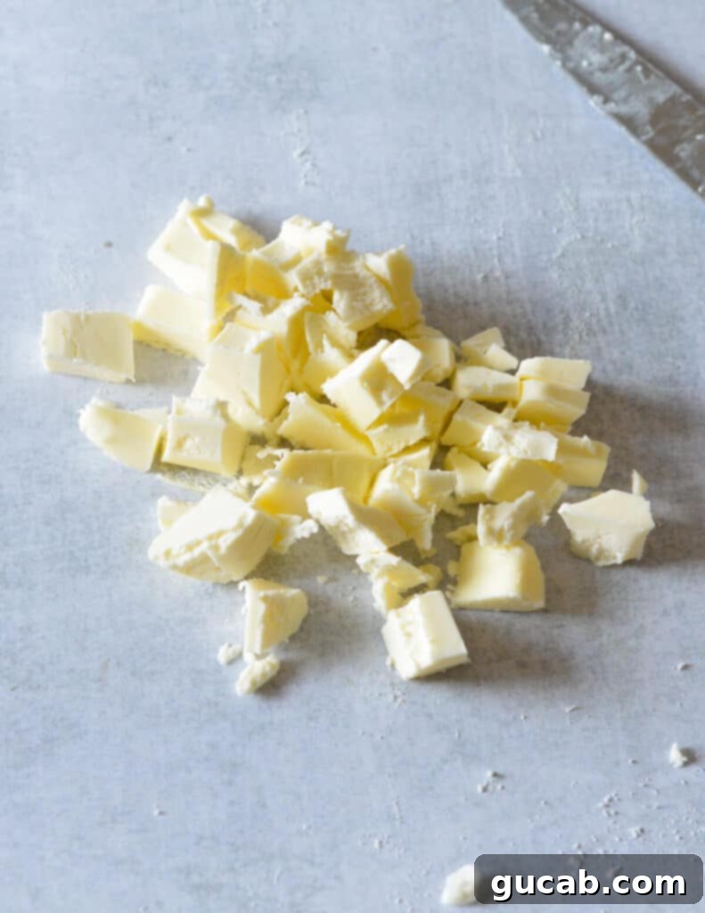 cold butter cut into small pieces.