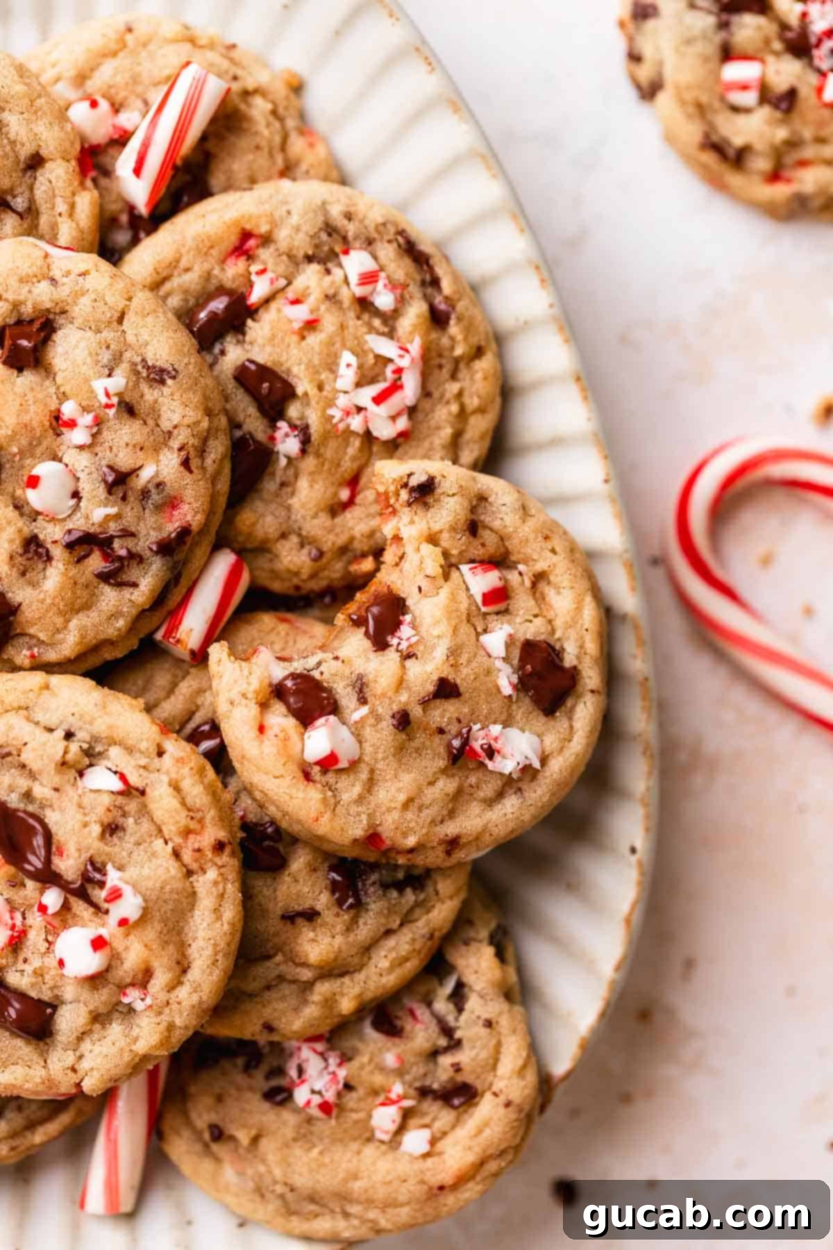 19 Peppermint Desserts to Sweeten Your Holidays 13 a plate of peppermint chocolate chip cookies.