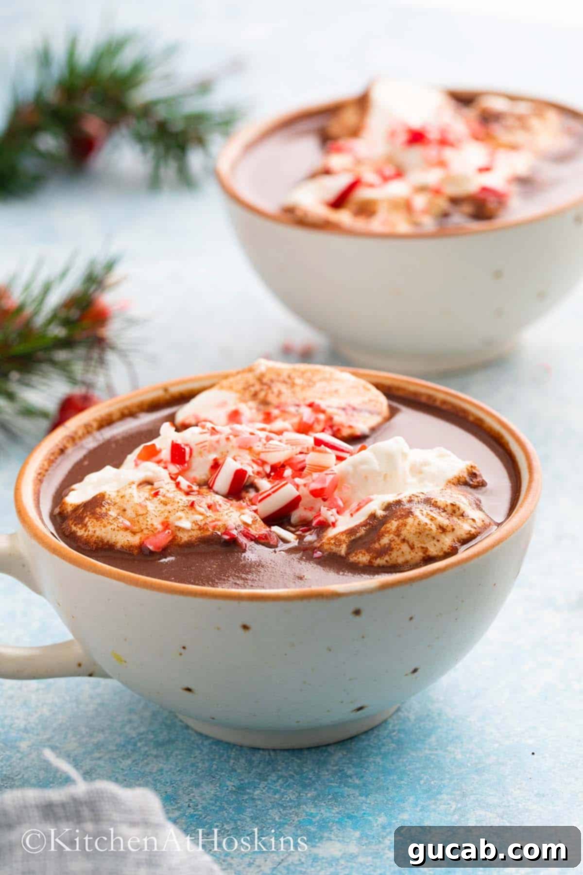 19 Peppermint Desserts to Sweeten Your Holidays 17 a cup of hot chocolate with marshmallows and candy canes.