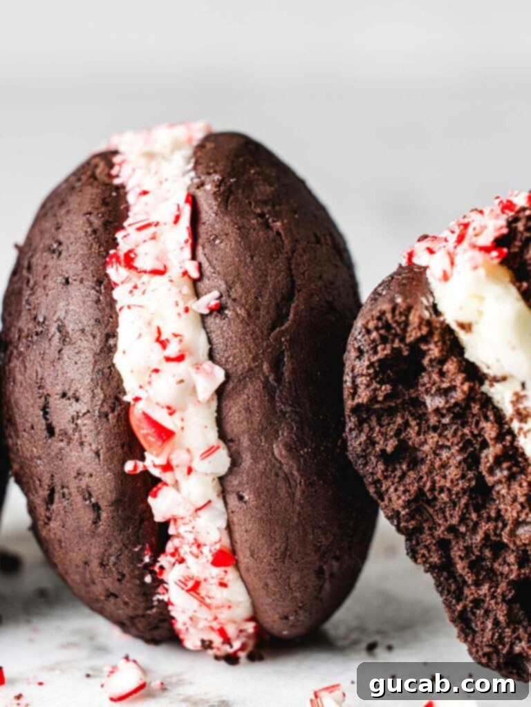 19 Peppermint Desserts to Sweeten Your Holidays 18 chocolate whoopie pies with peppermint filling.