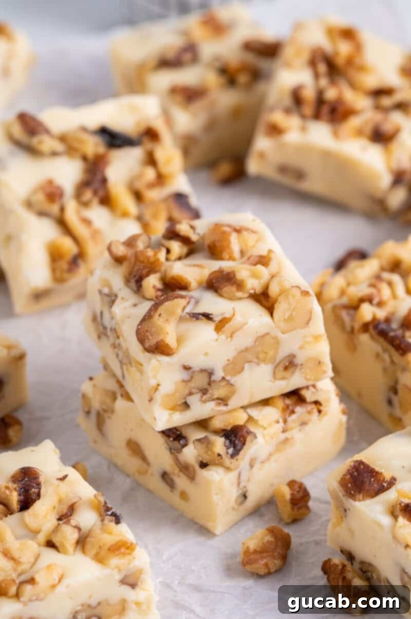 a stack of maple walnut fudge. 