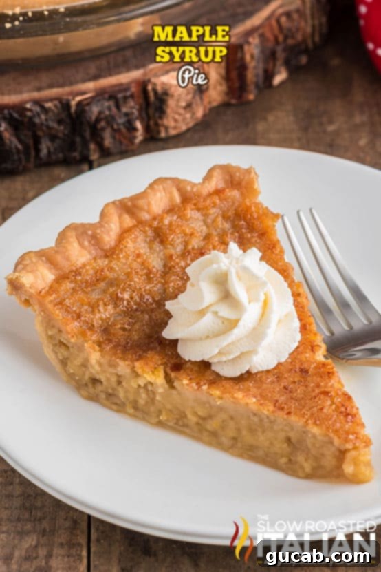 a slice of maple pie with whipped cream. 