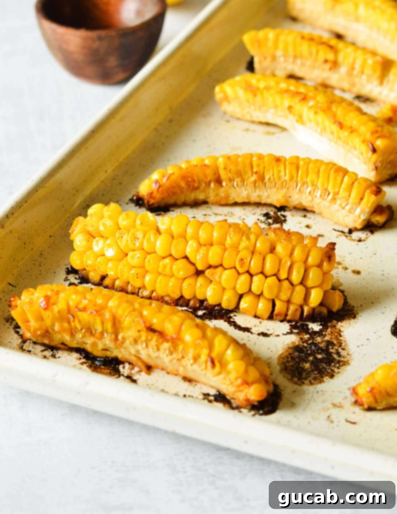 roasted corn ribs on a sheet pan.