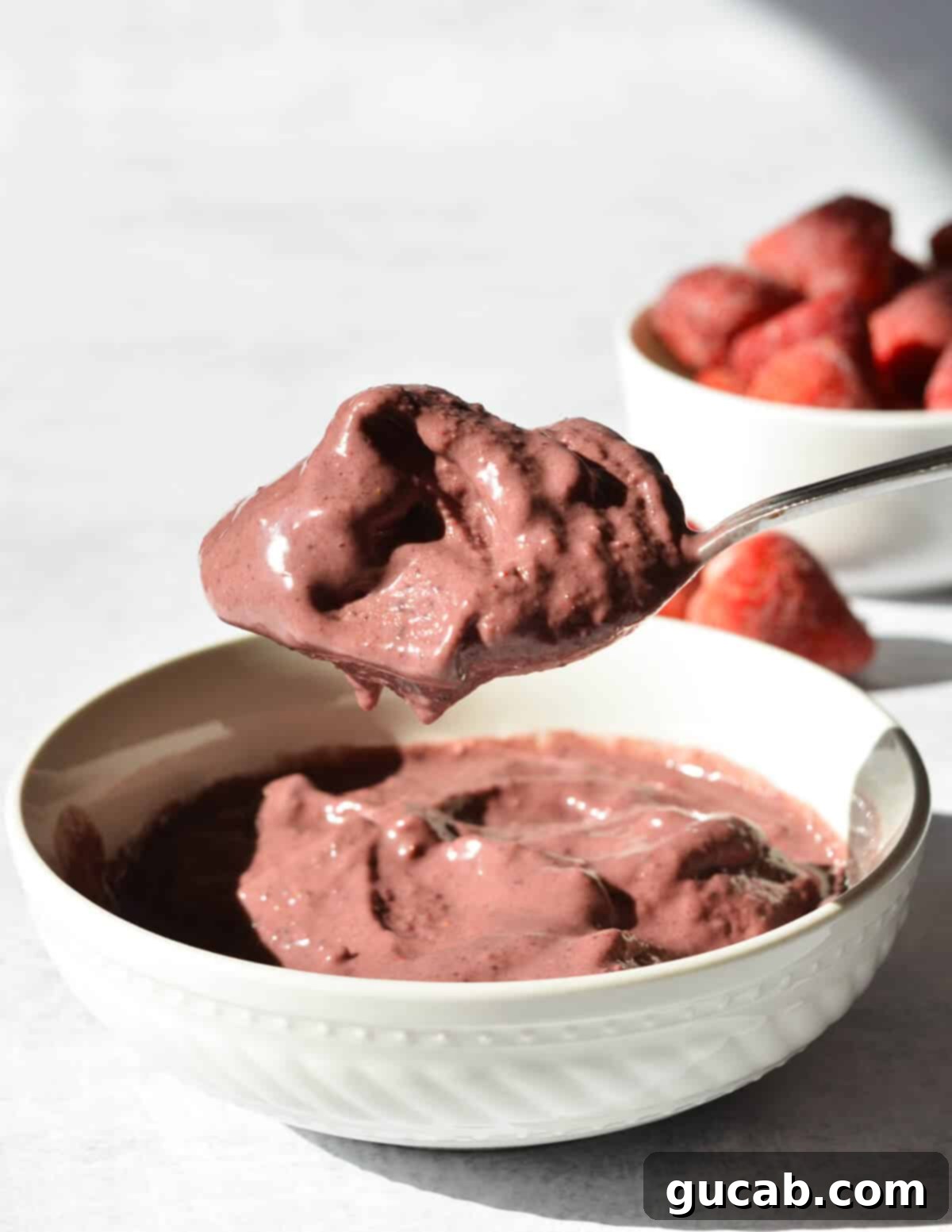 a scoopful of acai smoothie