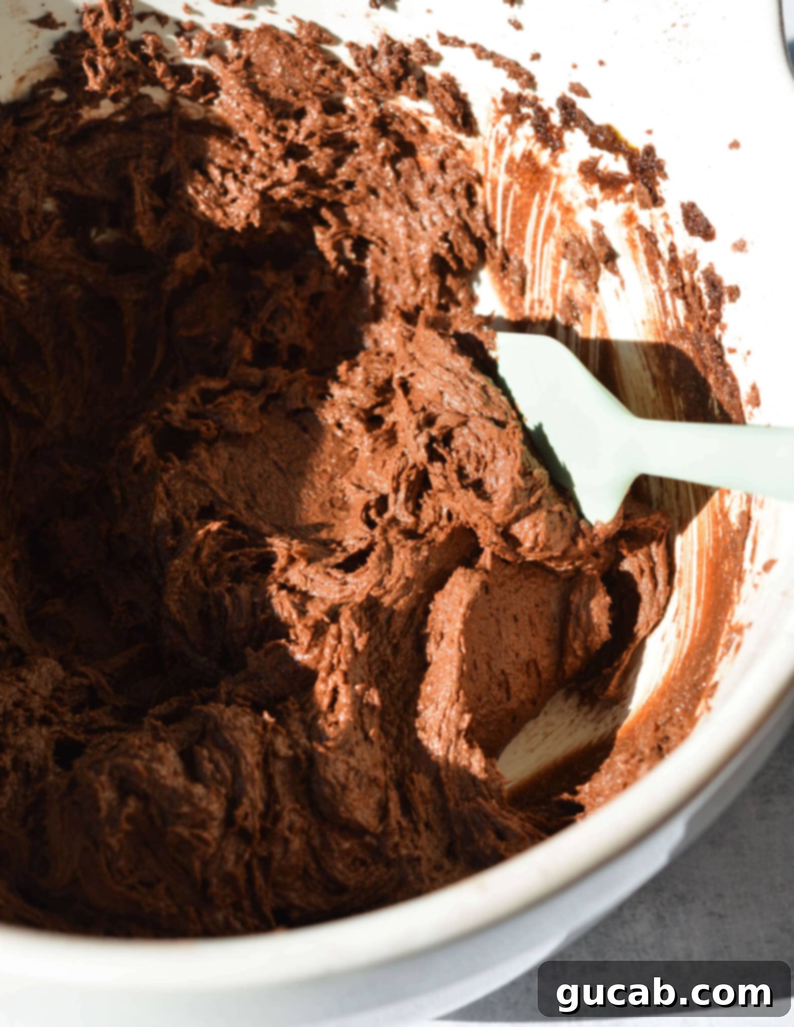 a bowl of chocolate cake batter before the buttermilk is added.