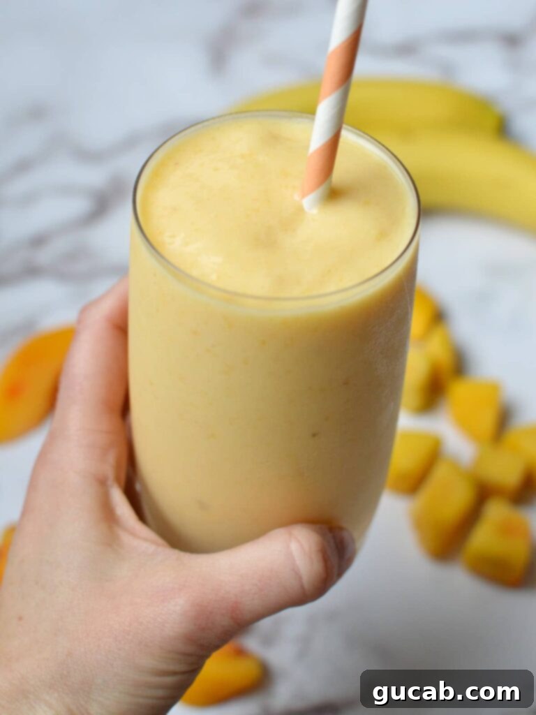 a banana peach smoothie
