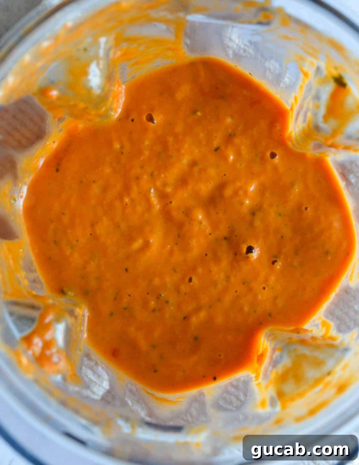 pumpkin pasta sauce pureed in a blender.