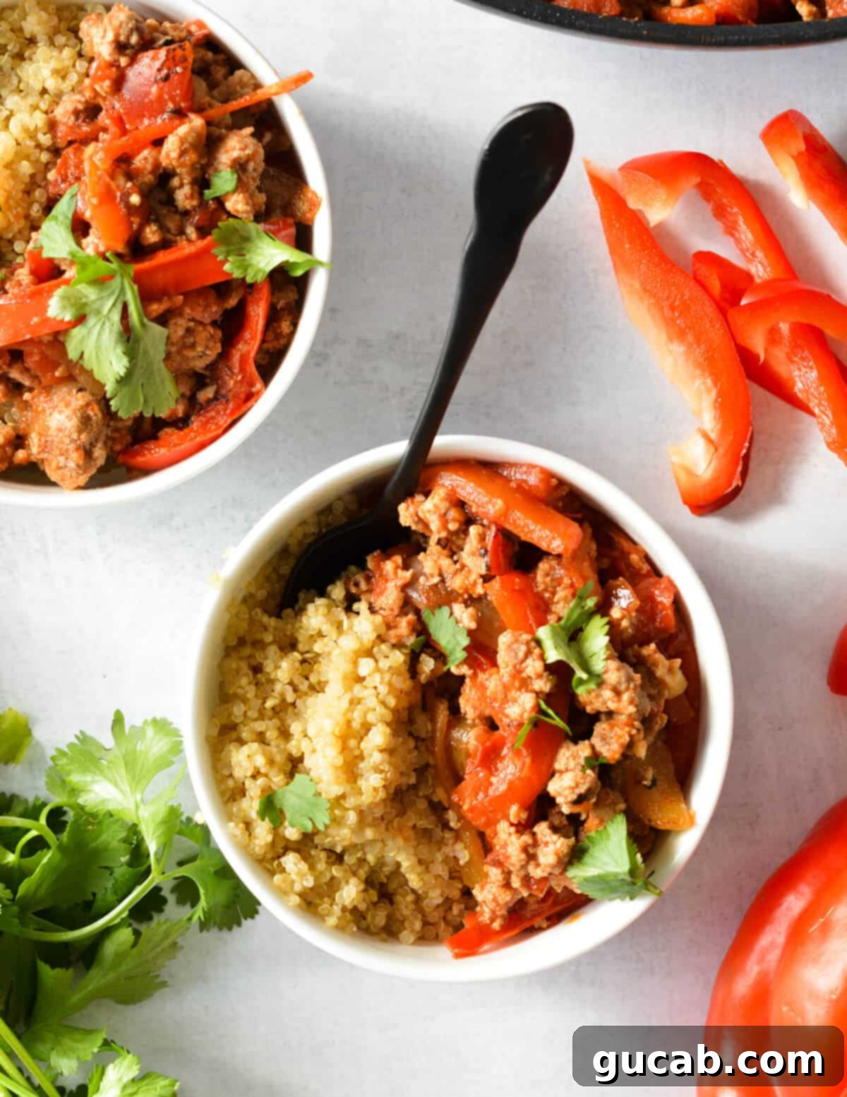 ground turkey and quinoa bowls.