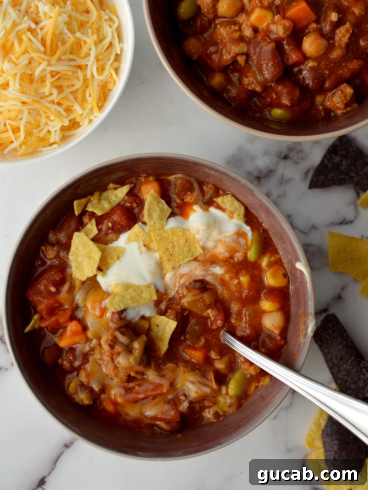 turkey chili with sour cream