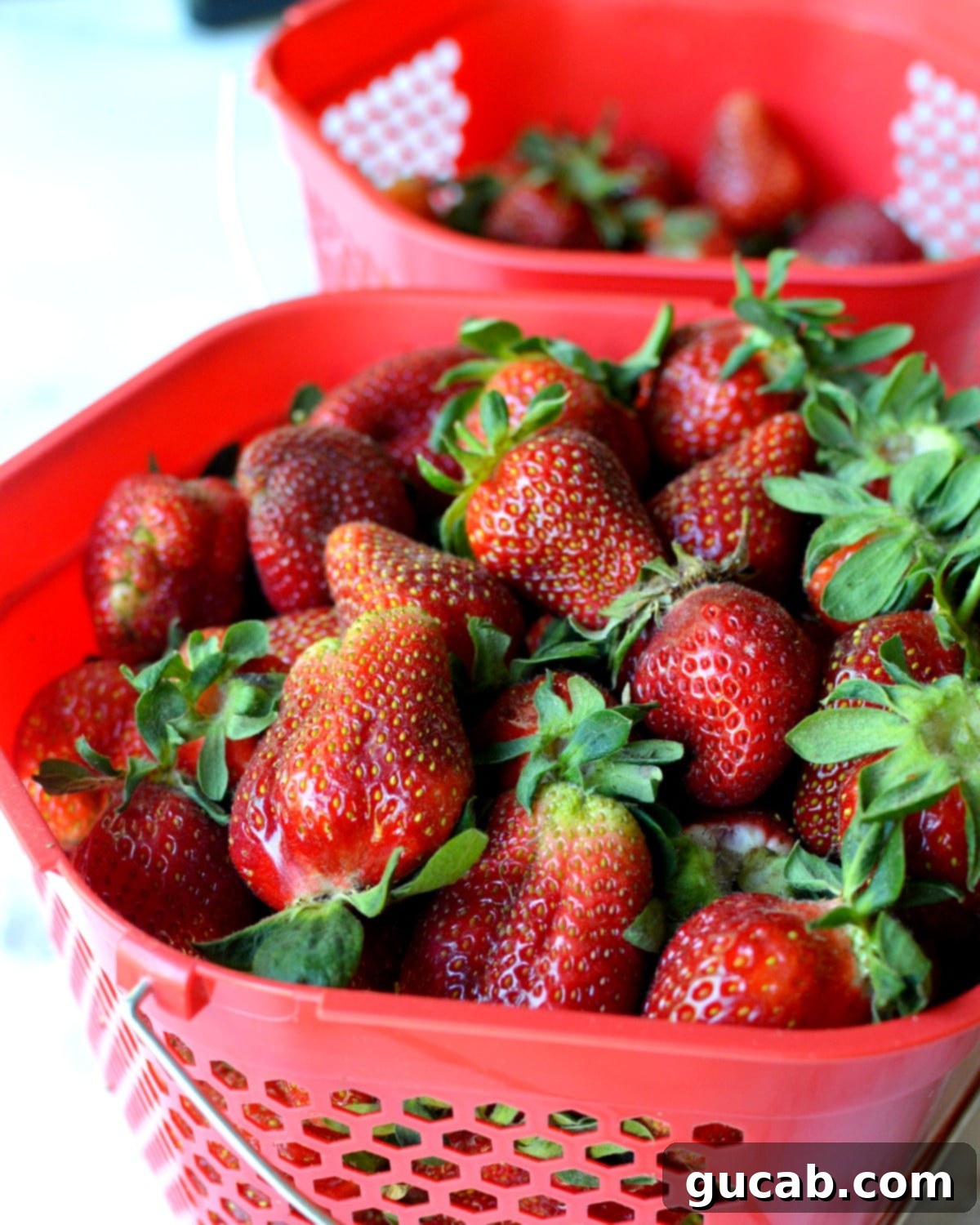 Irresistible Gluten Free Strawberry Crisp 3 basket of fresh strawberries