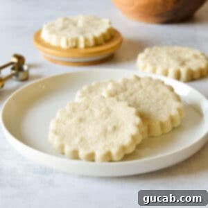 Buttery Gluten-Free Shortbread 14 gluten free shortbread cookies on a plate.
