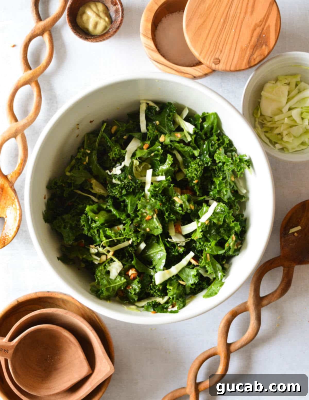 kale salad in a large bowl. 