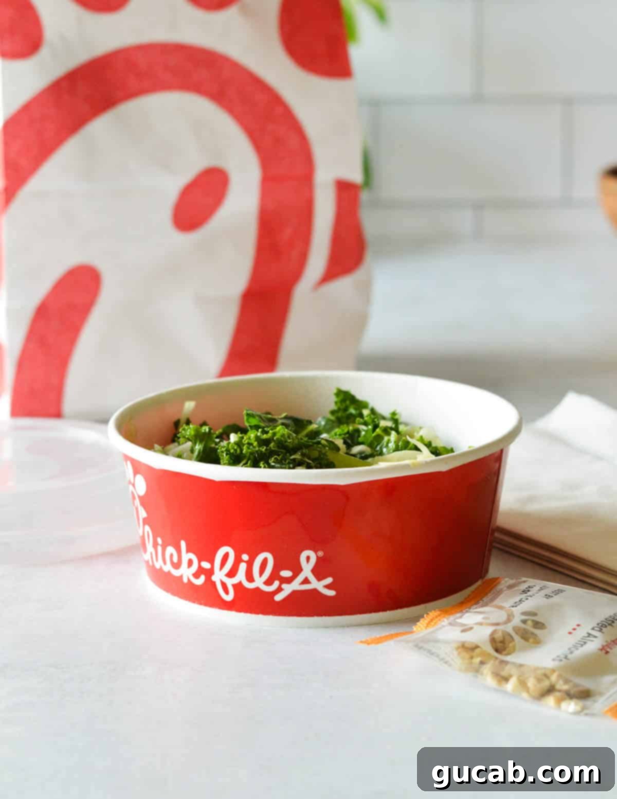 Kale Crunch Salad 4 kale salad in a red Chick-Fil-A cup