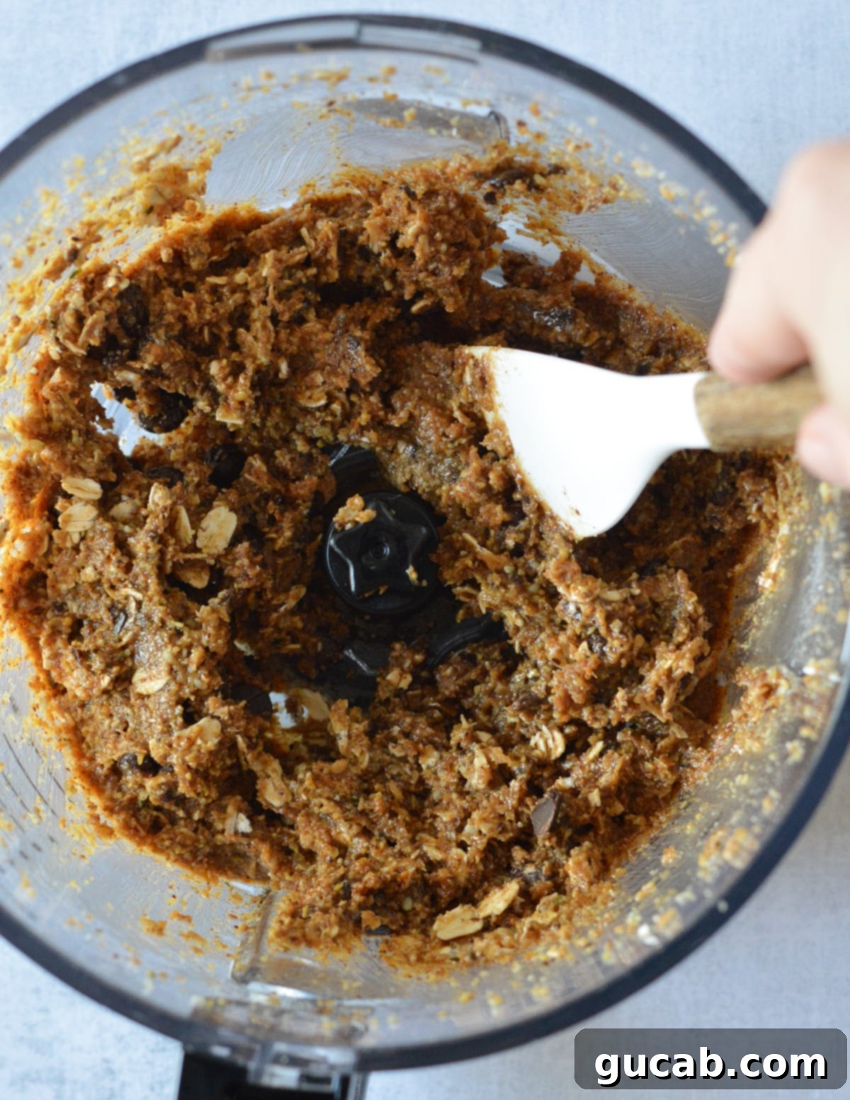 almond butter and oat mixture in a food processor.