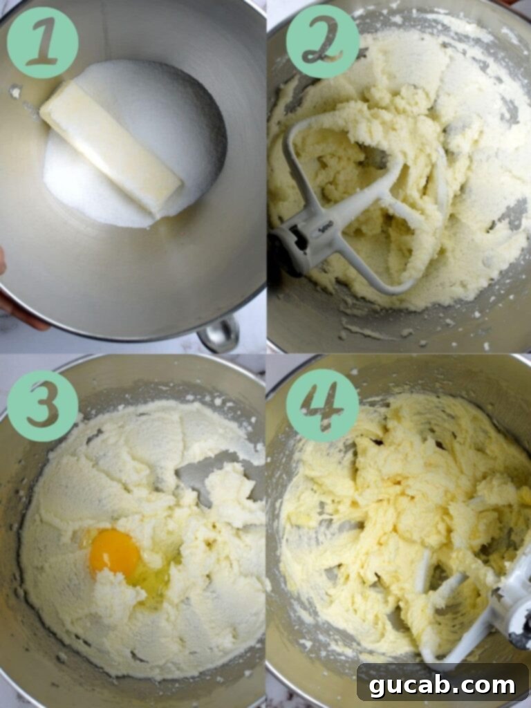 Mixing butter, sugar, and egg for gluten-free chocolate wafer cookies
