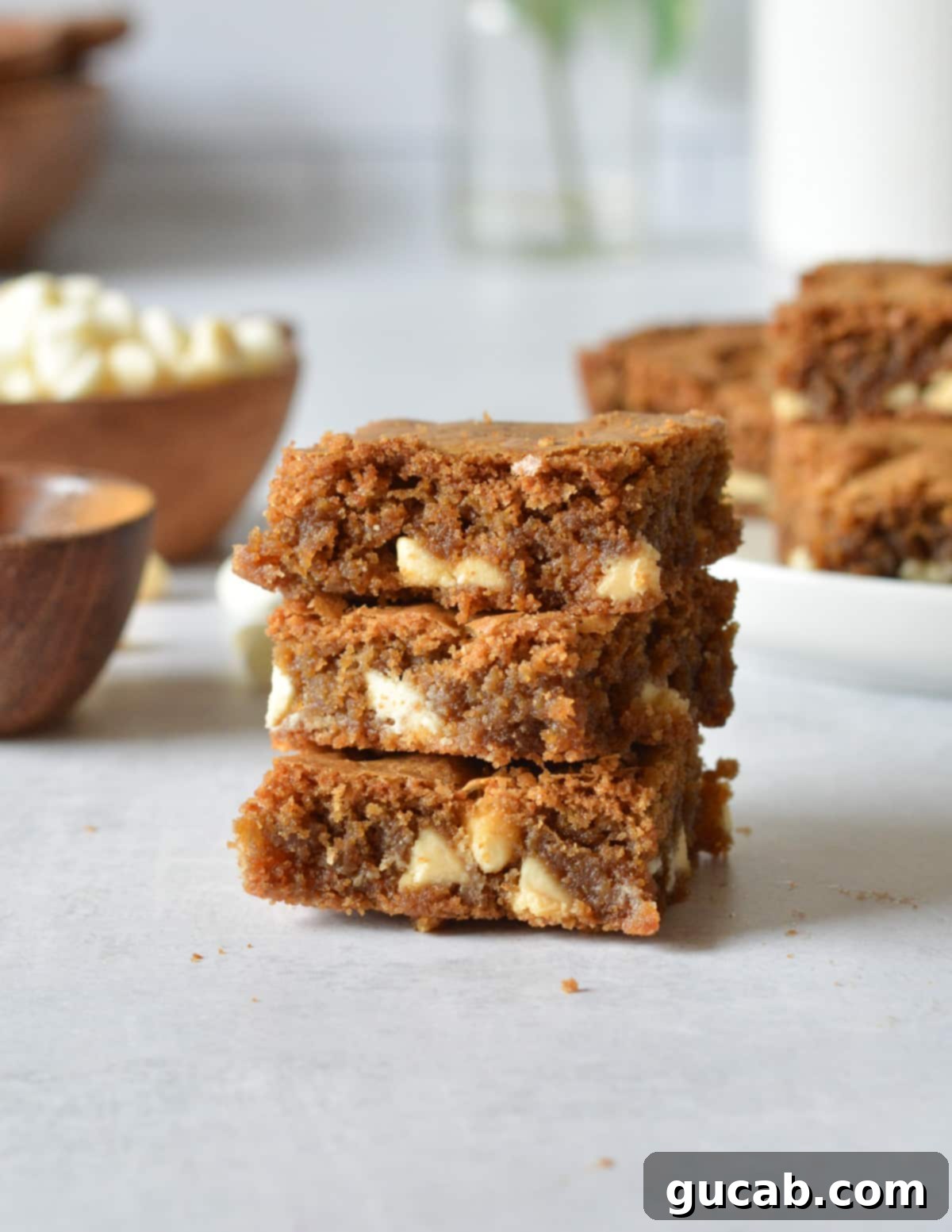 a stack of gluten free blondies.