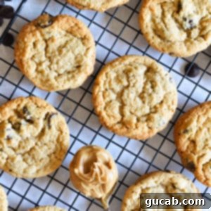 peanut butter cookies on a wire rack.