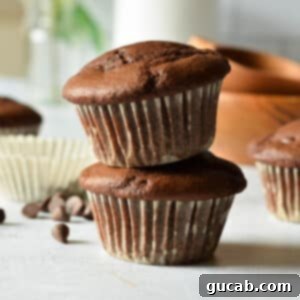 a stack of gluten free chocolate muffins