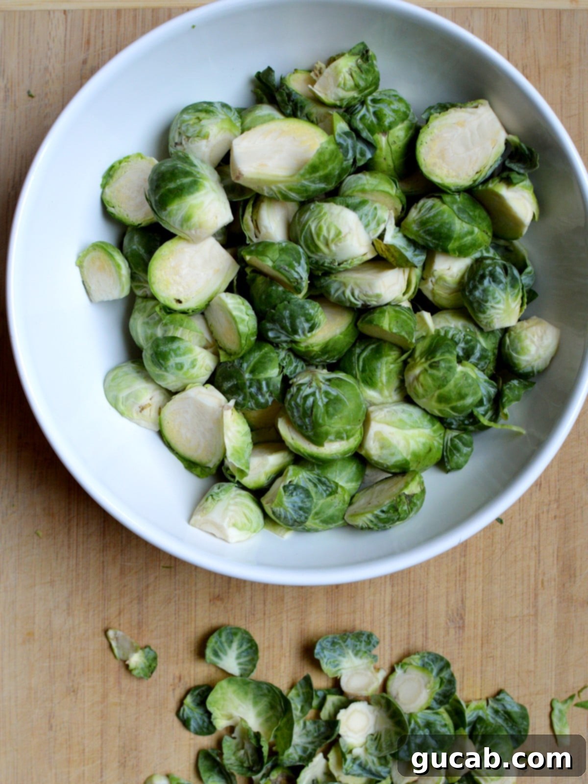 cut up brussel sprouts
