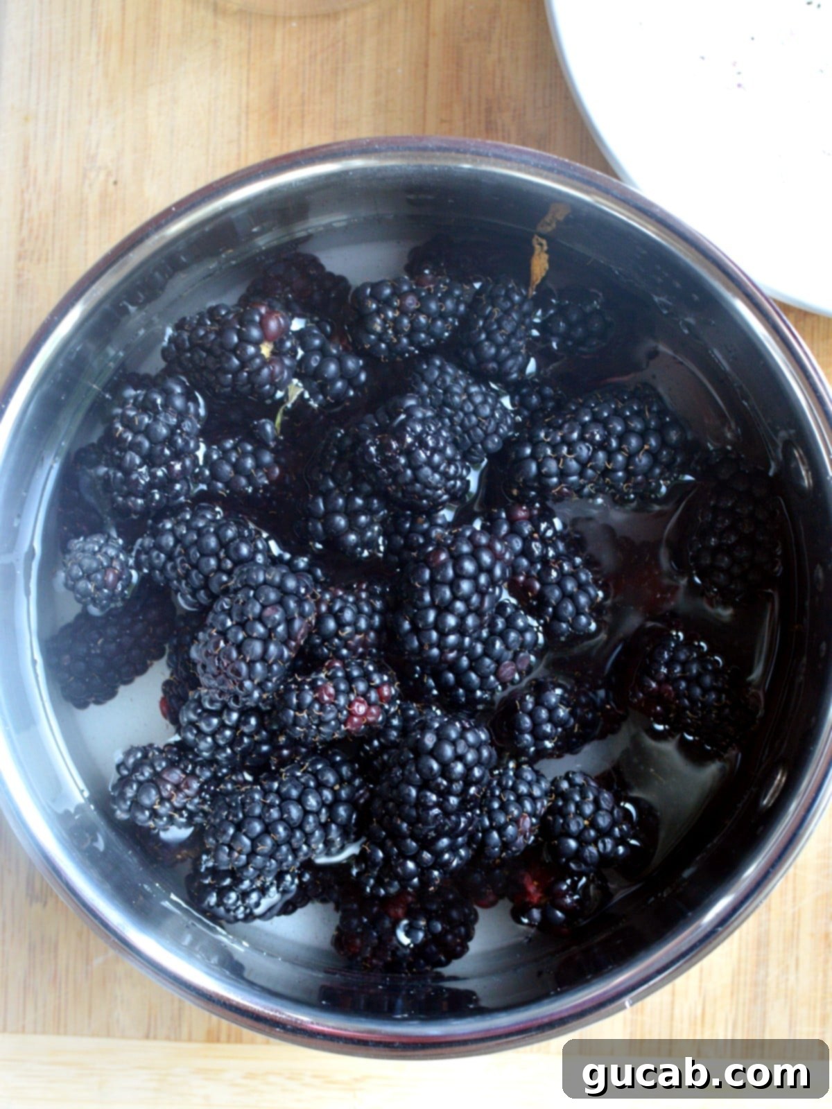blackberries in a saucepan