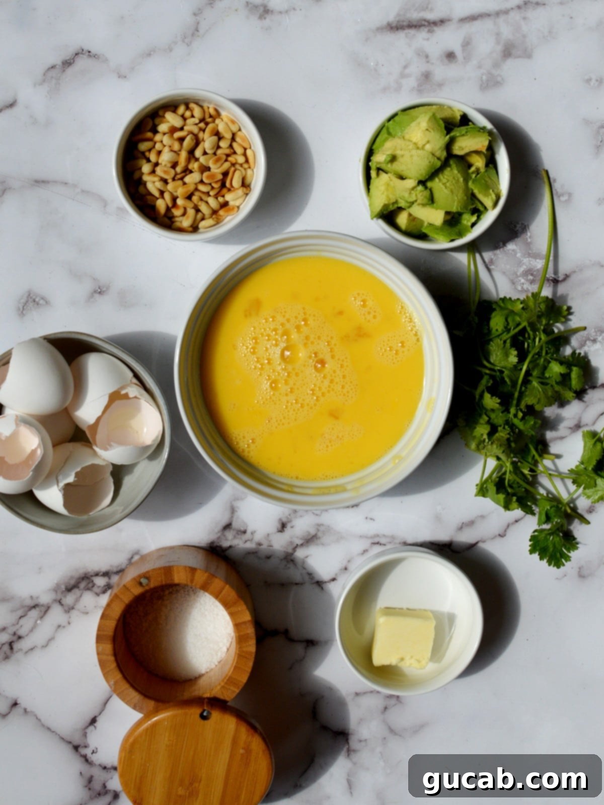 ingredients for avocado scrambled eggs