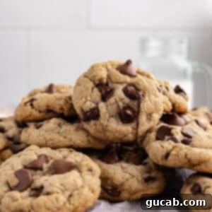 a stack of gluten free chocolate chip cookies
