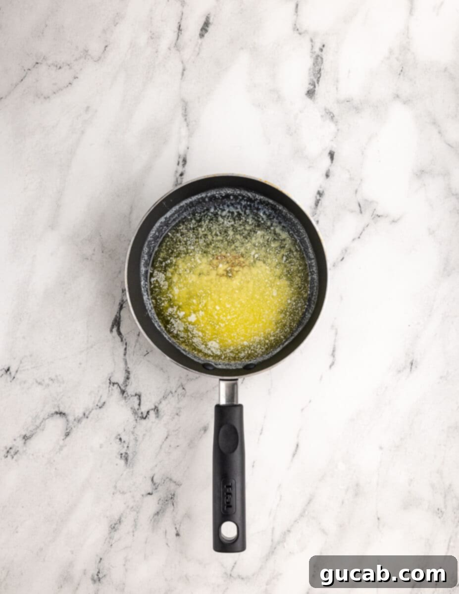 melted butter in a saucepan. 