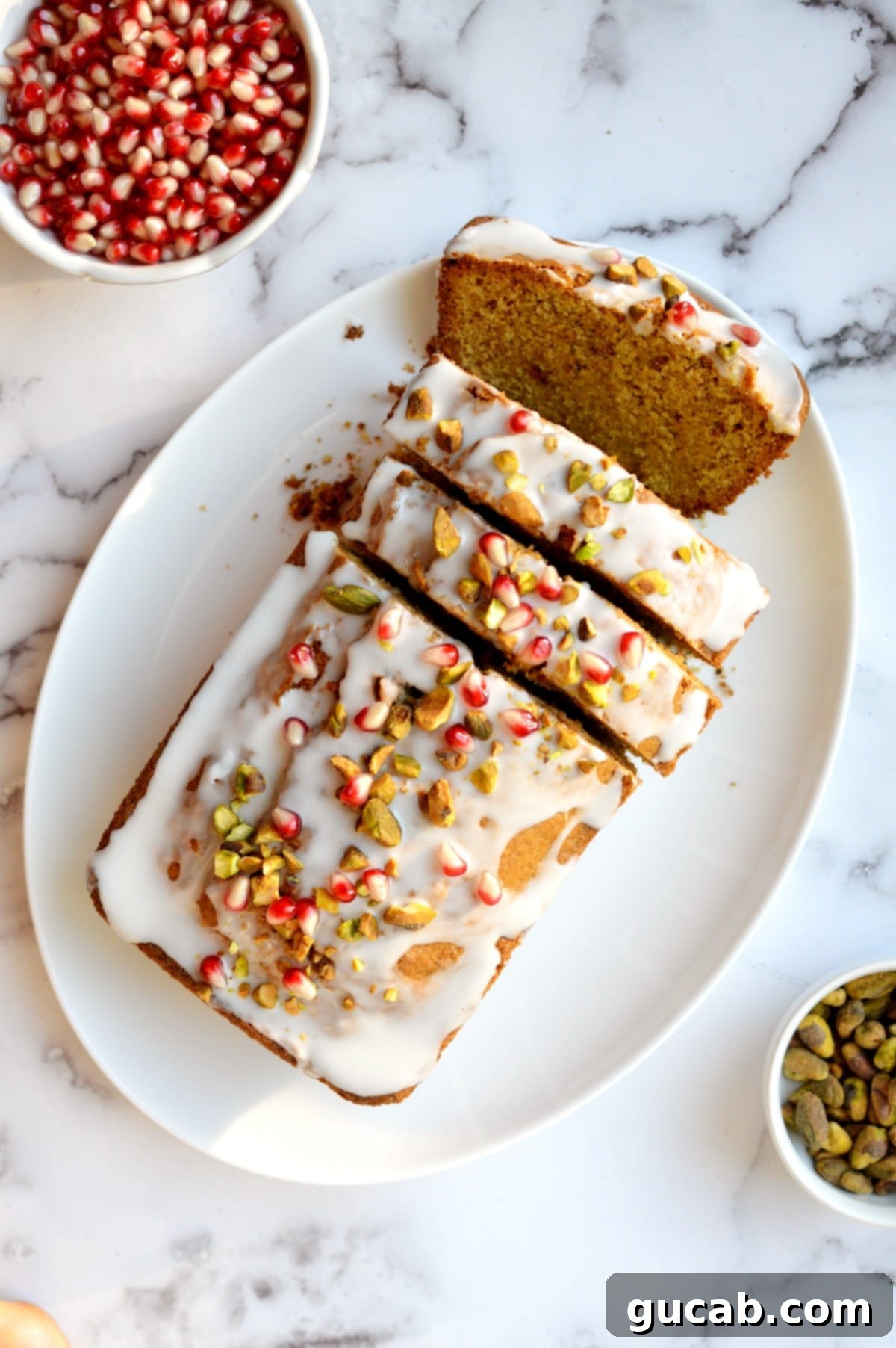 Exquisite Gluten-Free Pistachio Cake 2 Beautifully glazed gluten-free pistachio cake with chopped pistachios on top