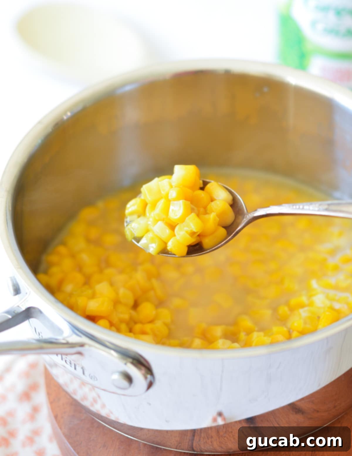 a spoonful of canned corn.