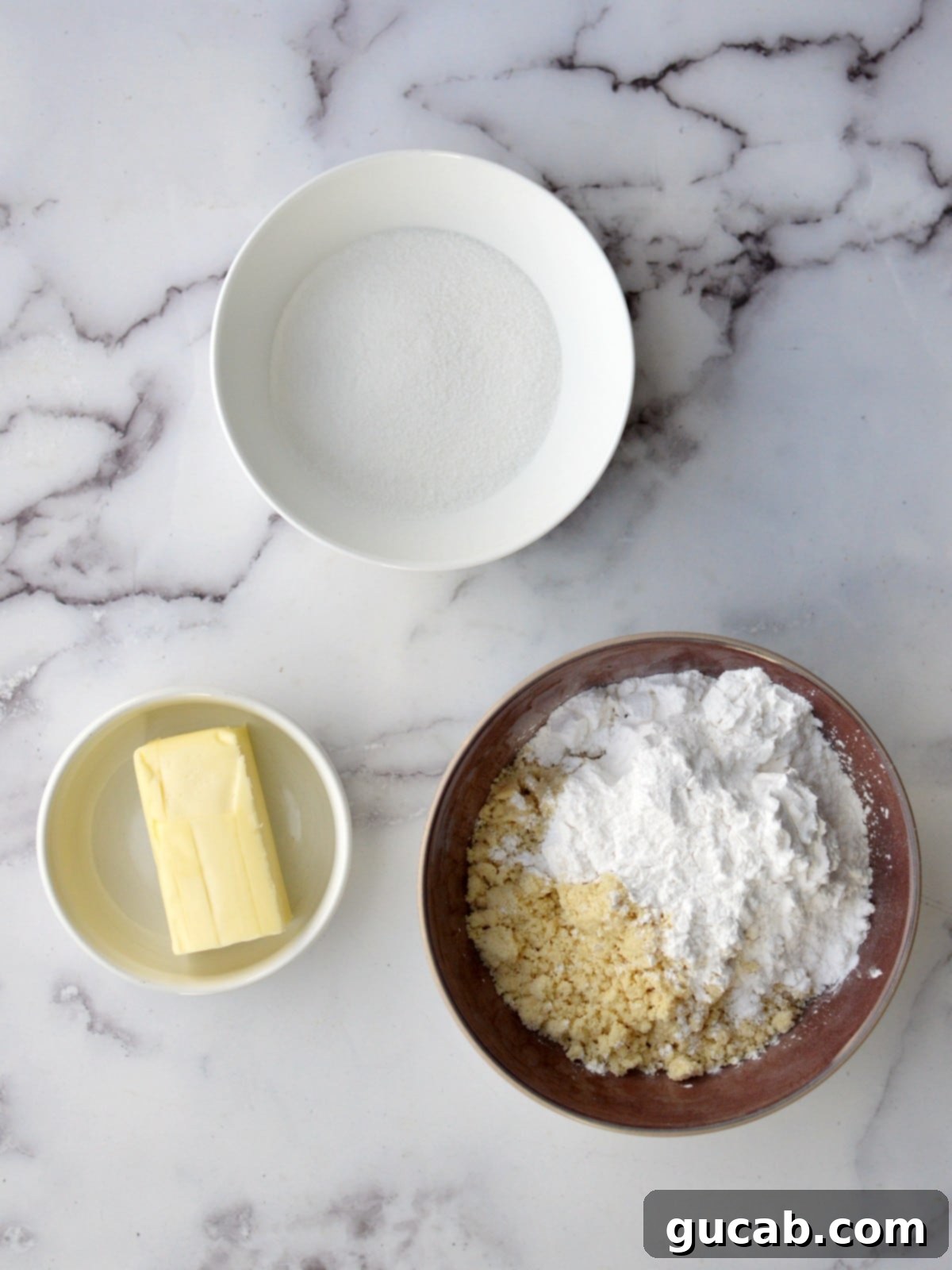 Ingredients for gluten-free almond flour shortbread cookies laid out