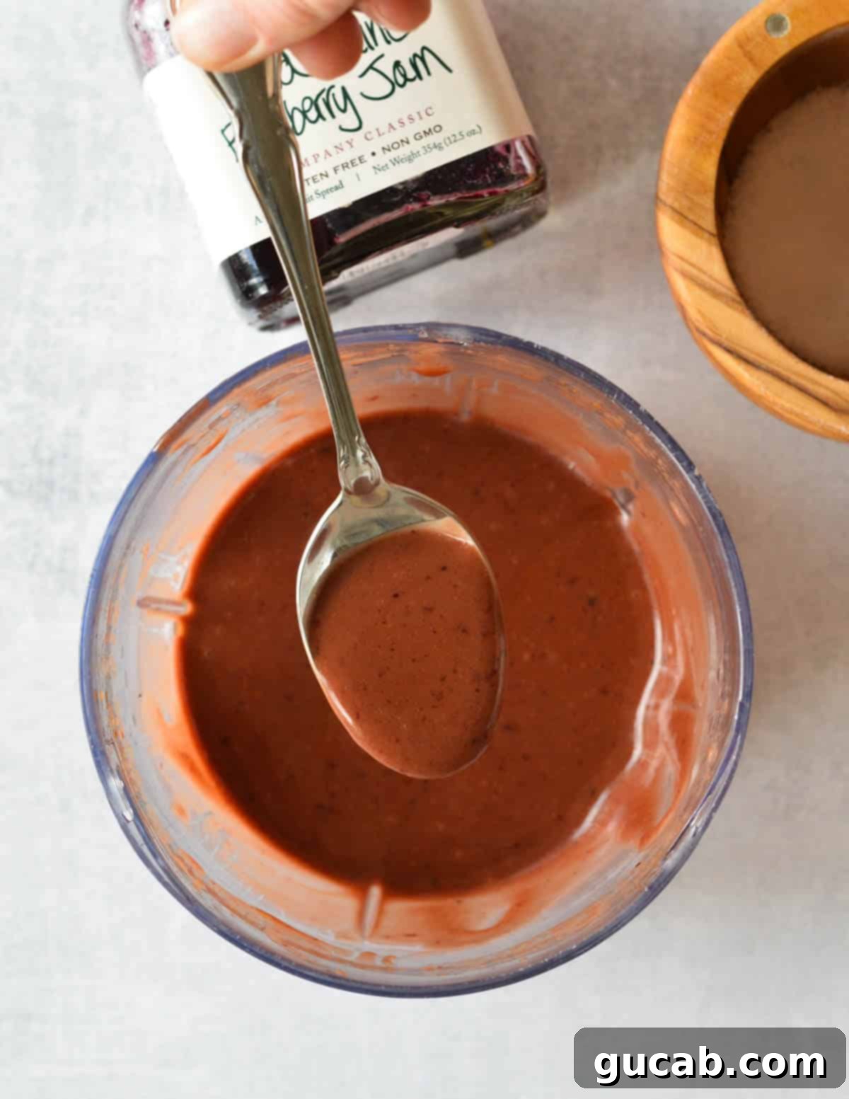 a spoonful of balsamic dressing.