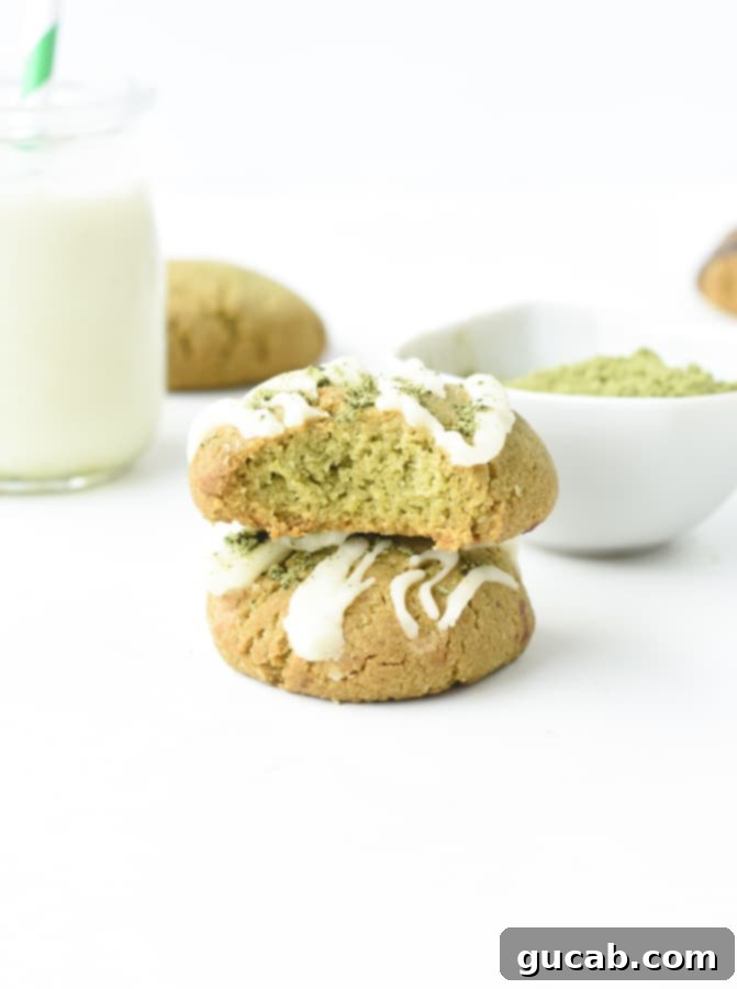 Paleo, gluten-free, and vegan almond flour matcha cookies, sweetened with maple syrup.