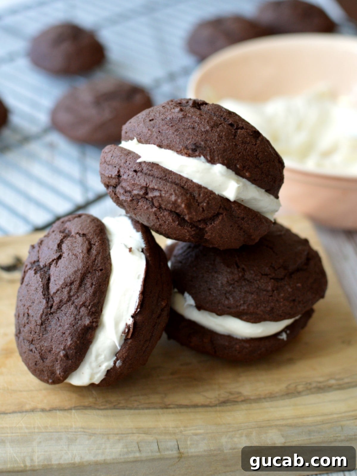 a stack of chocolate whoopie pies