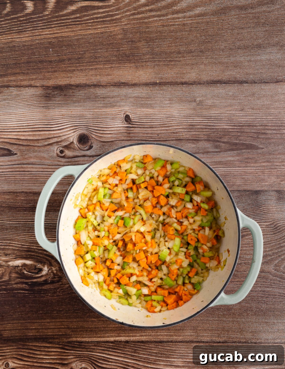 sautéed carrots, onions, and celery in a dutch oven. 