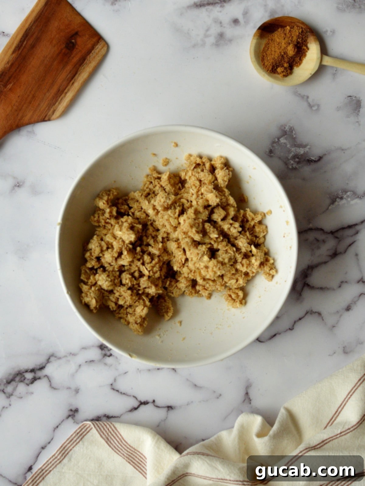Wholesome Apple Crumble 7 a bowl of healthy crumb topping