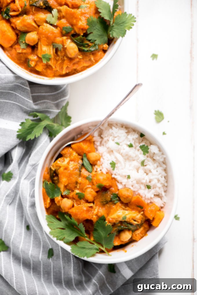 chicken curry on white rice, a hearty and flavorful slow cooker meal
