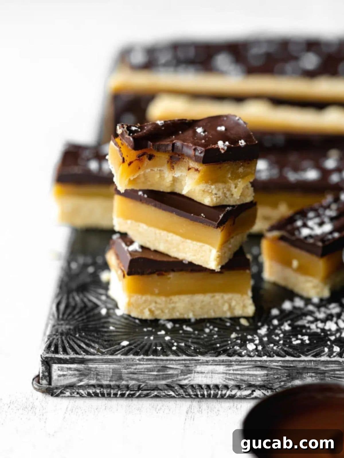 gluten-free shortbread with caramel and chocolate, vegan millionaires shortbread