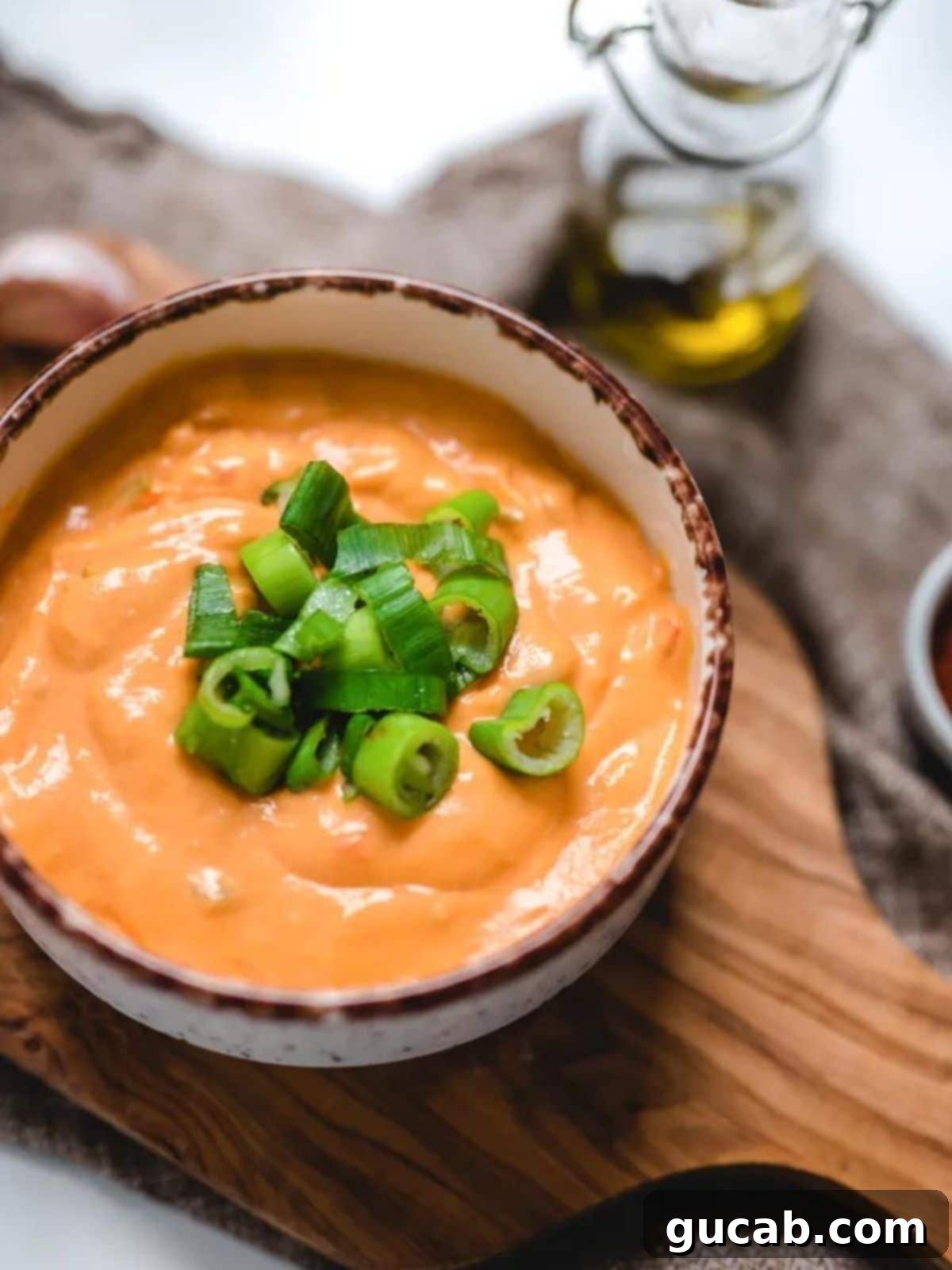 a bowl of vegan queso