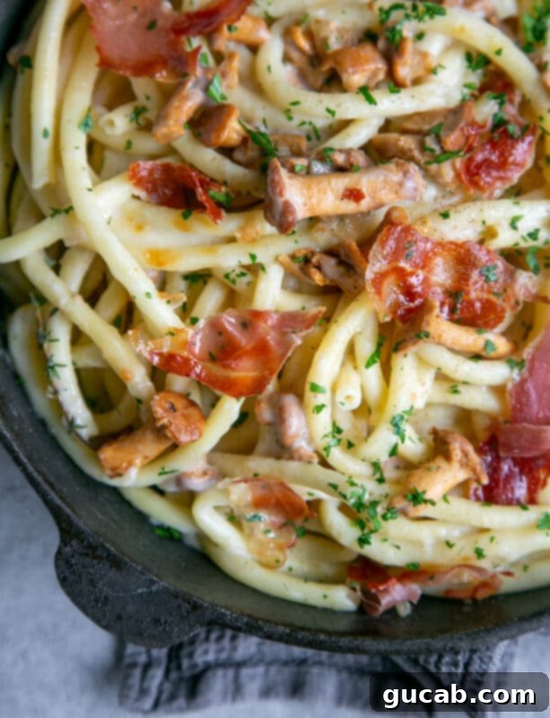 pasta with prosciutto and mushrooms