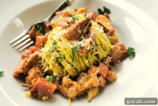 pasta with chanterelle mushrooms and pancetta