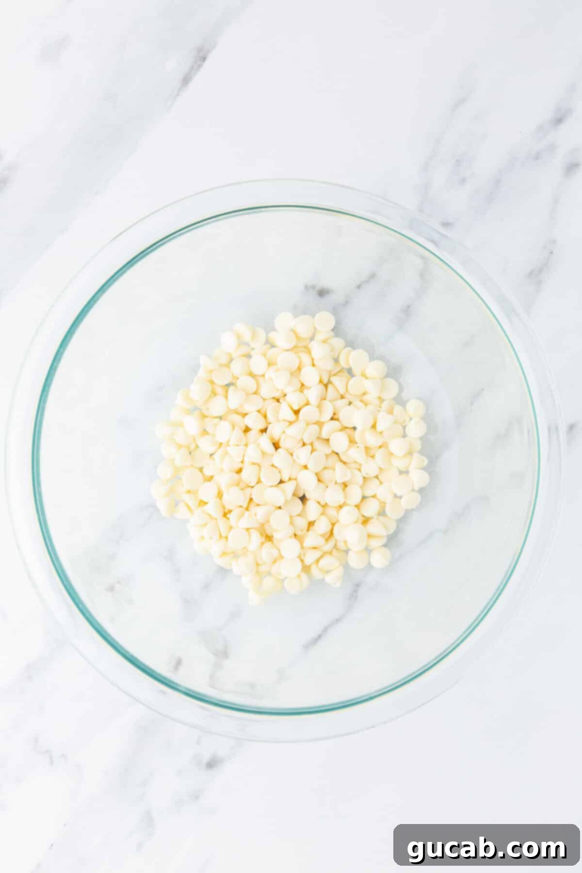 A bowl of white chocolate chips