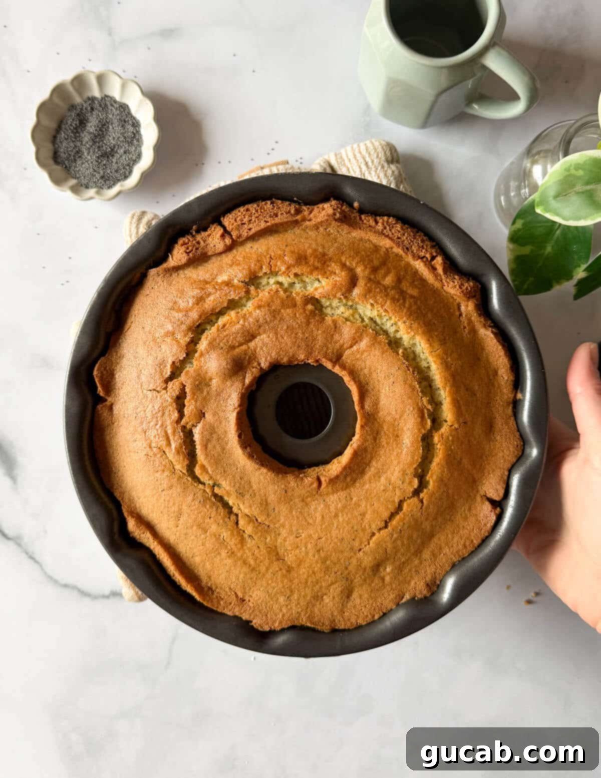 Lemon Poppyseed Bliss: A Gluten-Free Delight 16 A beautiful gluten-free lemon poppyseed bundt cake, freshly baked and ready for glazing.